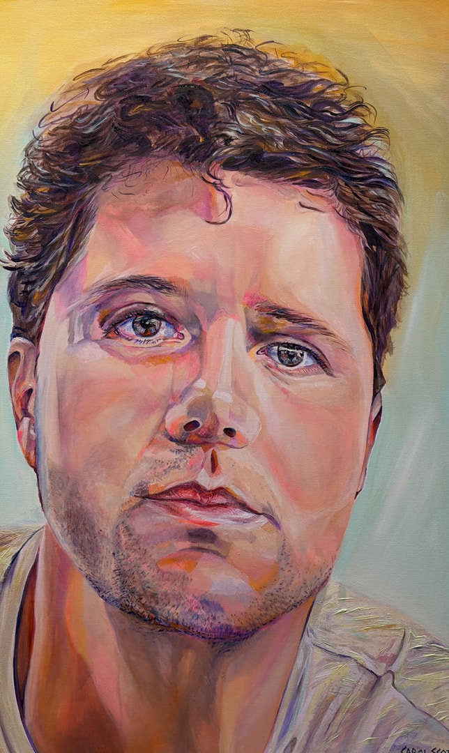 Portrait painting of a man with expressive brushstrokes